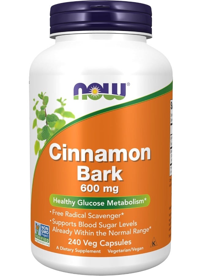 NOW Foods Cassia Cinnamon Bark 600mg 240 Capsules - Image 1