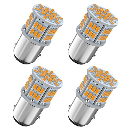 Melphan-Auto 1157 Led Light Bulb Amber Yellow, 12V-24V 1157 7528 2357 2057 BAY15D LED Replacement Light Bulb for Brake Light Tail Light for Car RV Trailer Boat, 54SMD 3014 Chipset,4PCS - Image 1