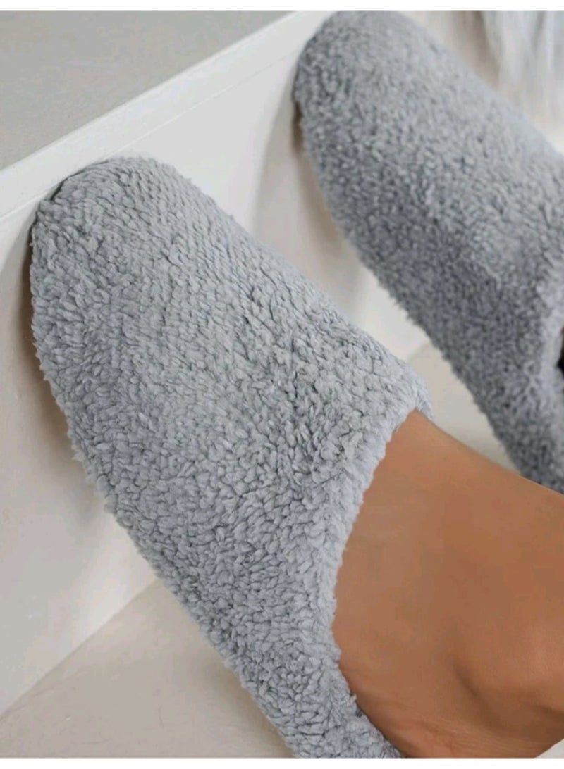 Shein Fall/Winter Women's Solid Color Indoor Slippers, Quiet Slip-On,Furry Shoes - Image 3