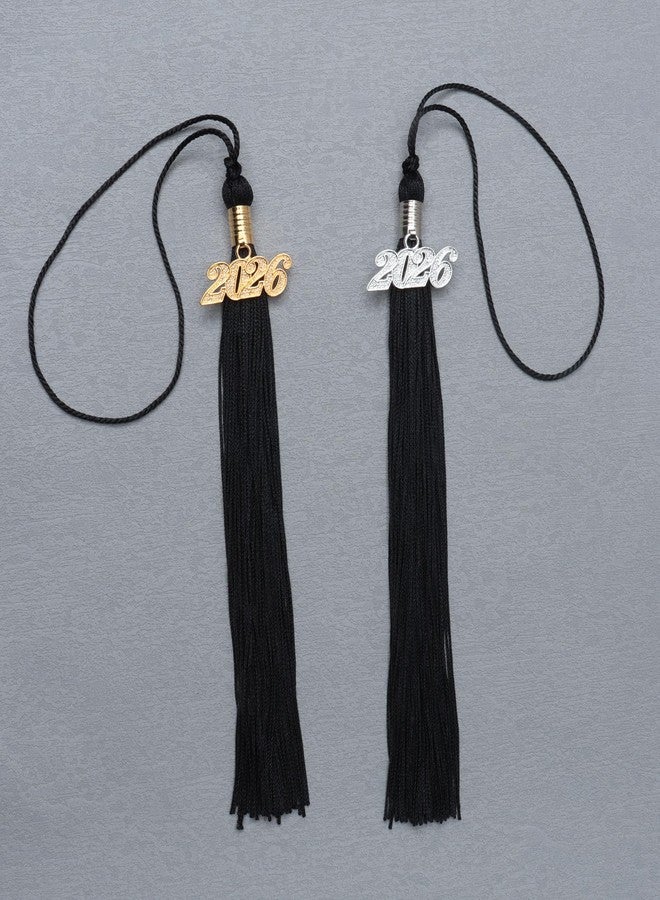 Sowaka 2 Pcs Academic Graduation Tassel with 2026 Year Charm Gold Silver Hanging Pendant Tassel for Doctor Bachelor Graduate Cap Souvenir Parties Decoration (Black) - Image 2
