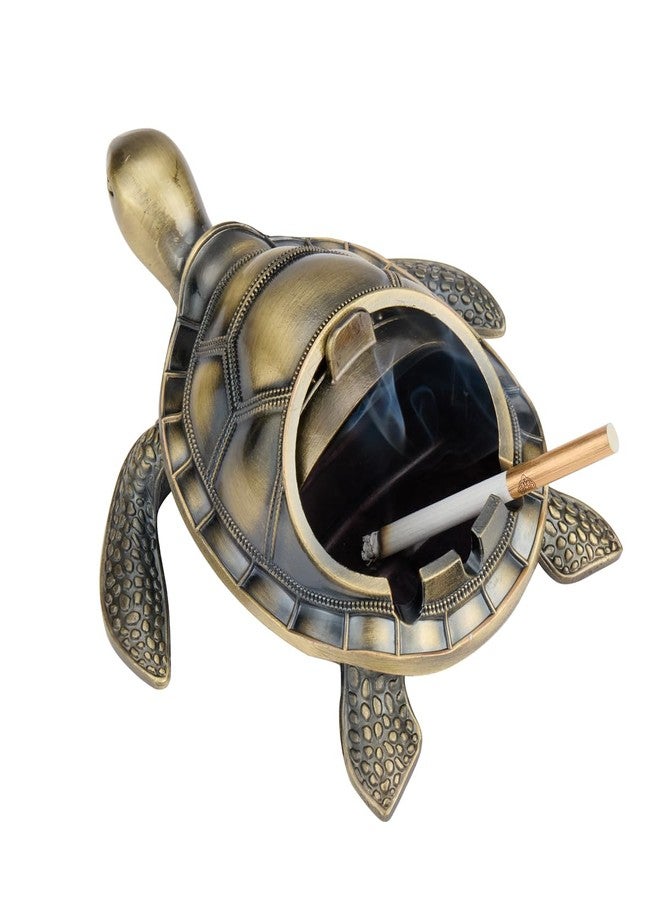 K COOL Ashtray with Lid for Cigarettes Outdoor Indoor, Metal Smokeless Windproof Ashtrays for Home Office Tabletop Outside Patio Outdoor Balcony, Fancy Gift for Women Men(5.3’’*4.7’’*2.0’’) (Bronze) - Image 2