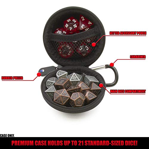 CASEMATIX Ultra-Compact Travel Dice Case and Dice Holder for up to 21 RPG Dice with Non-Scratch Interior and Metal Carabiner - Hard Shell 3" Compact Protective DND Dice Box and RPG Dice Case! - Image 3