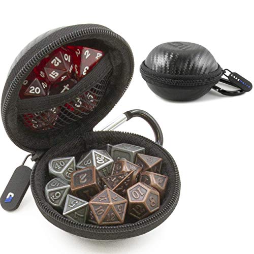 CASEMATIX Ultra-Compact Travel Dice Case and Dice Holder for up to 21 RPG Dice with Non-Scratch Interior and Metal Carabiner - Hard Shell 3" Compact Protective DND Dice Box and RPG Dice Case! - Image 1