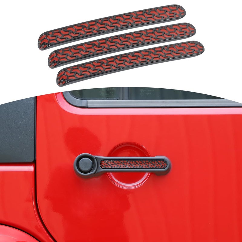 JOSHELA for Jeep JK Tailgate Door Handle Inserts Cover Trim Red Black for Jeep Wrangler JK 2DR 20072017 Red Black Exterior Accessories 3pcs