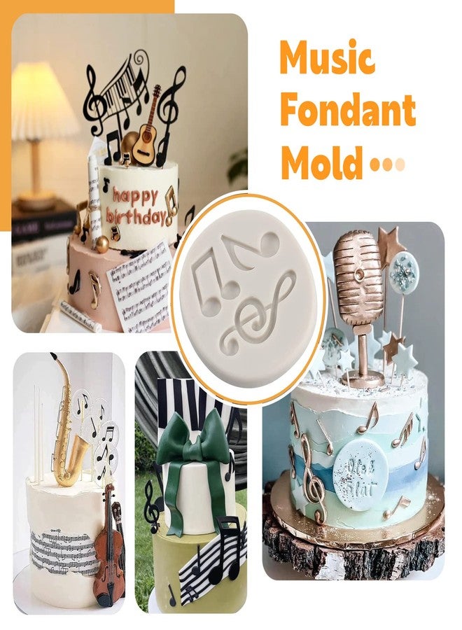 Sijiangmold Music Note Silicone Mold Instrument Fondant Molds Boombox Microphone Radio Guitar Mold Piano Candy Mold For Cake Decorating Chocolate Gum Paste Set Of 4 - Image 4