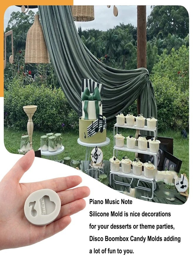 Sijiangmold Music Note Silicone Mold Instrument Fondant Molds Boombox Microphone Radio Guitar Mold Piano Candy Mold For Cake Decorating Chocolate Gum Paste Set Of 4 - Image 3