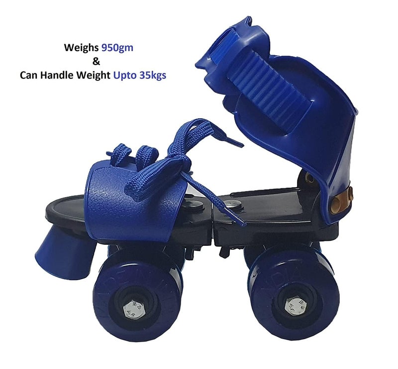 Tec Tavakkal زلاجات رولر للأطفال من عمر 5-15 سنة أحذية تزلج قابلة للتعديل الحد الأدنى للحجم 17 سم والحد الأقصى للحجم 23 سم زرقاء - Image 2