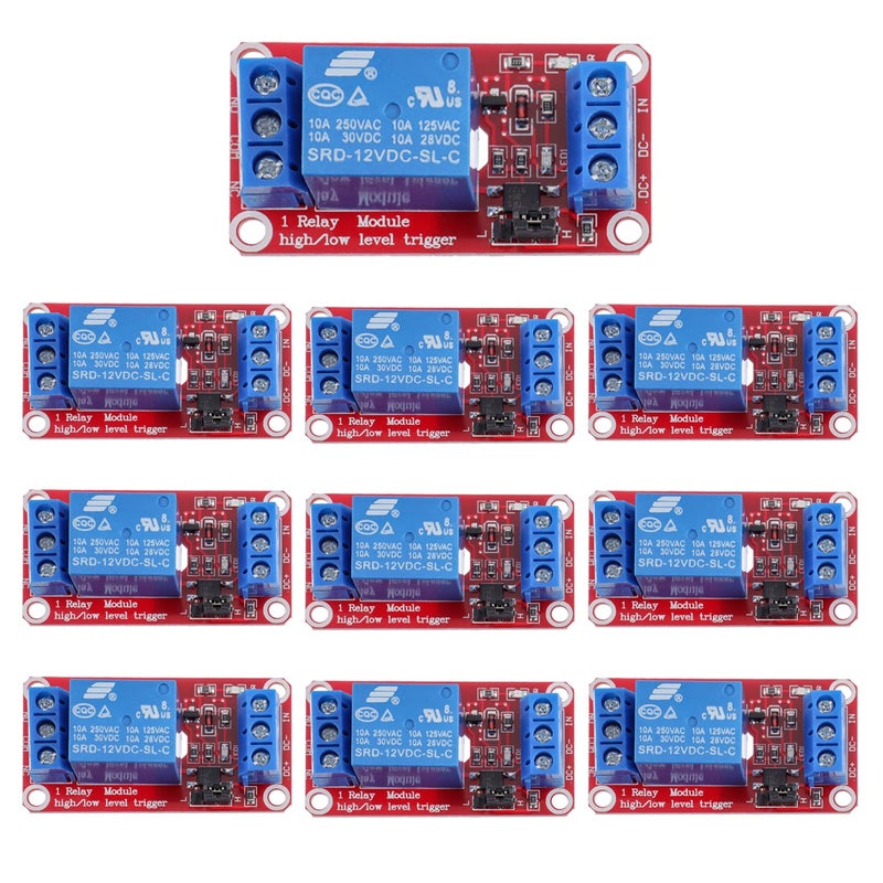 HUAREW 1-Channel 12V Relay Module with optocoupler Isolation Supports high and Low Level triggering (Pack of 10) - Image 1