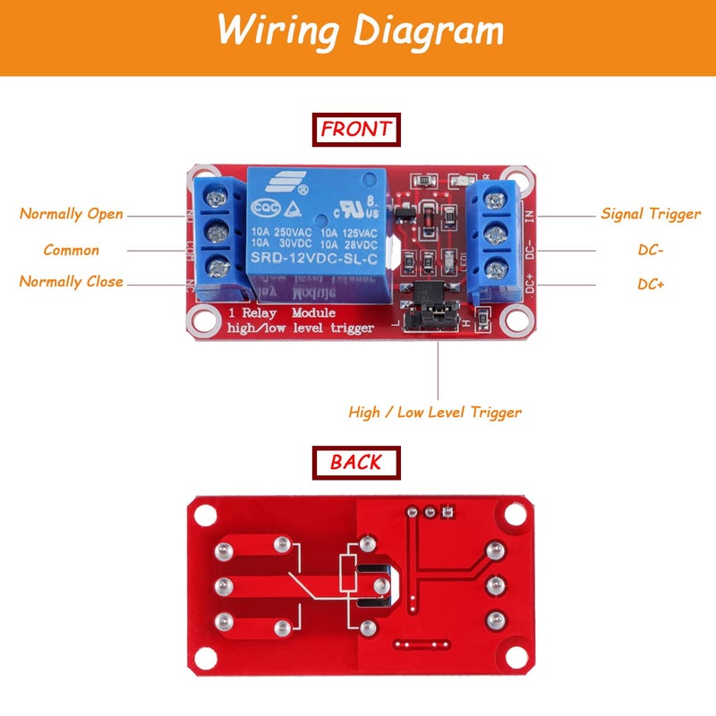 HUAREW 1-Channel 12V Relay Module with optocoupler Isolation Supports high and Low Level triggering (Pack of 10) - Image 2