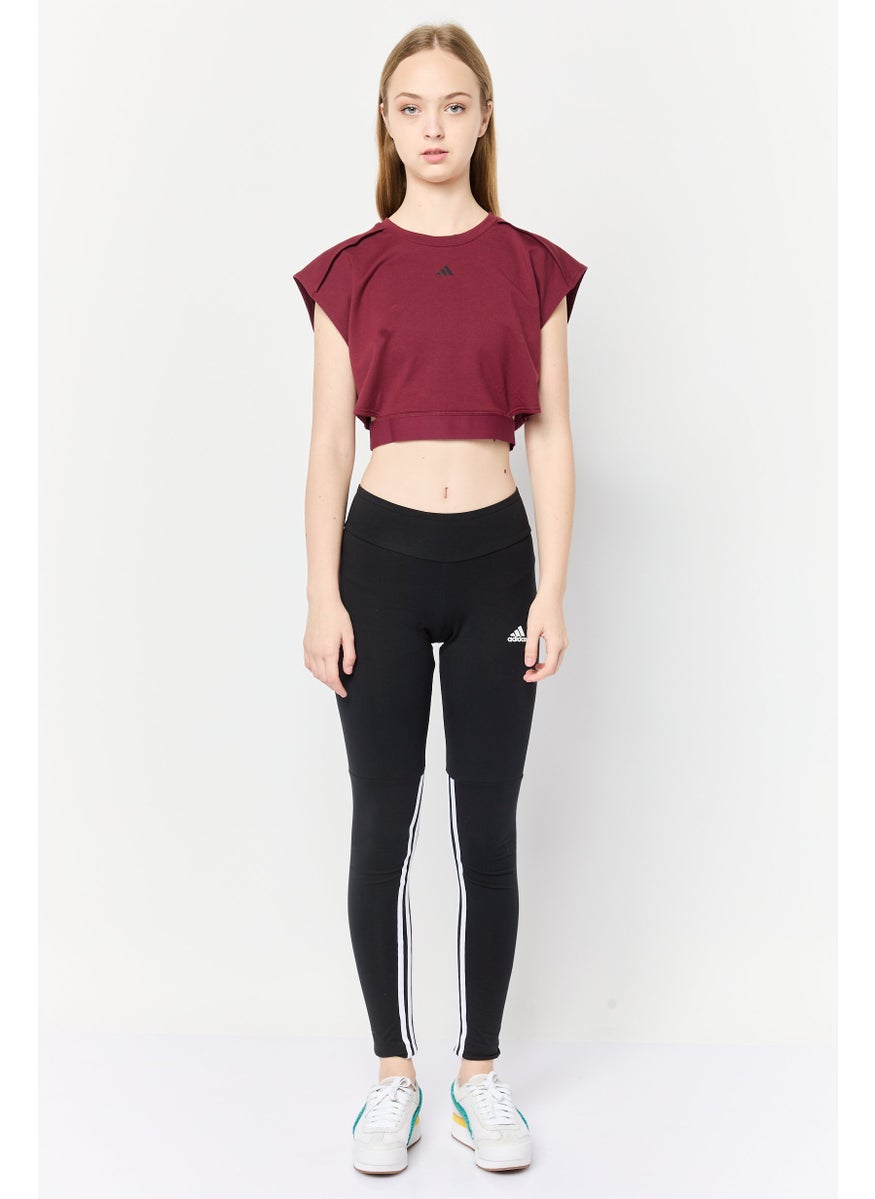 Adidas - Women Sportswear Fit Cap Sleeve Training Crop Top, Maroon - Image 1