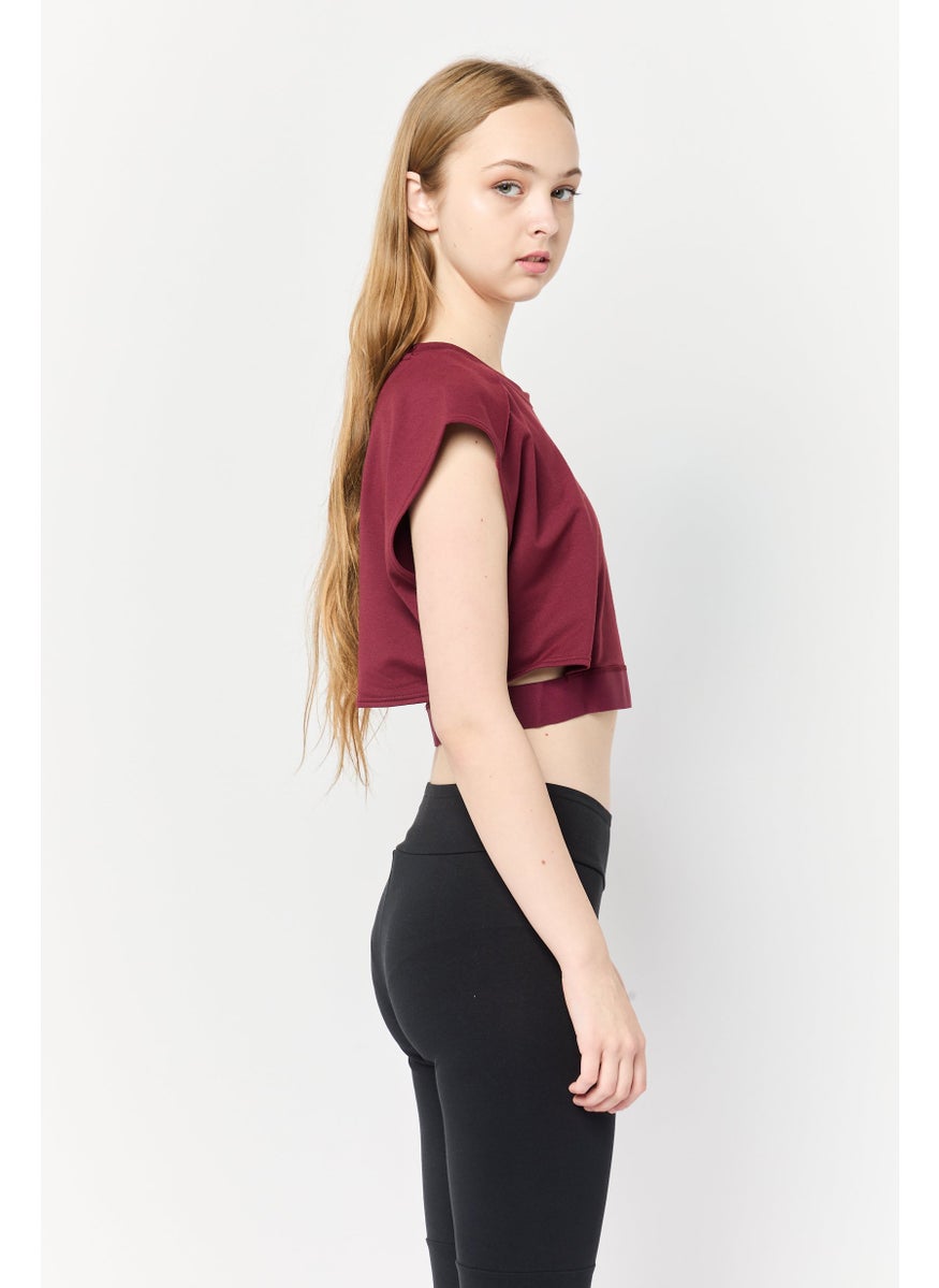 Adidas - Women Sportswear Fit Cap Sleeve Training Crop Top, Maroon - Image 1