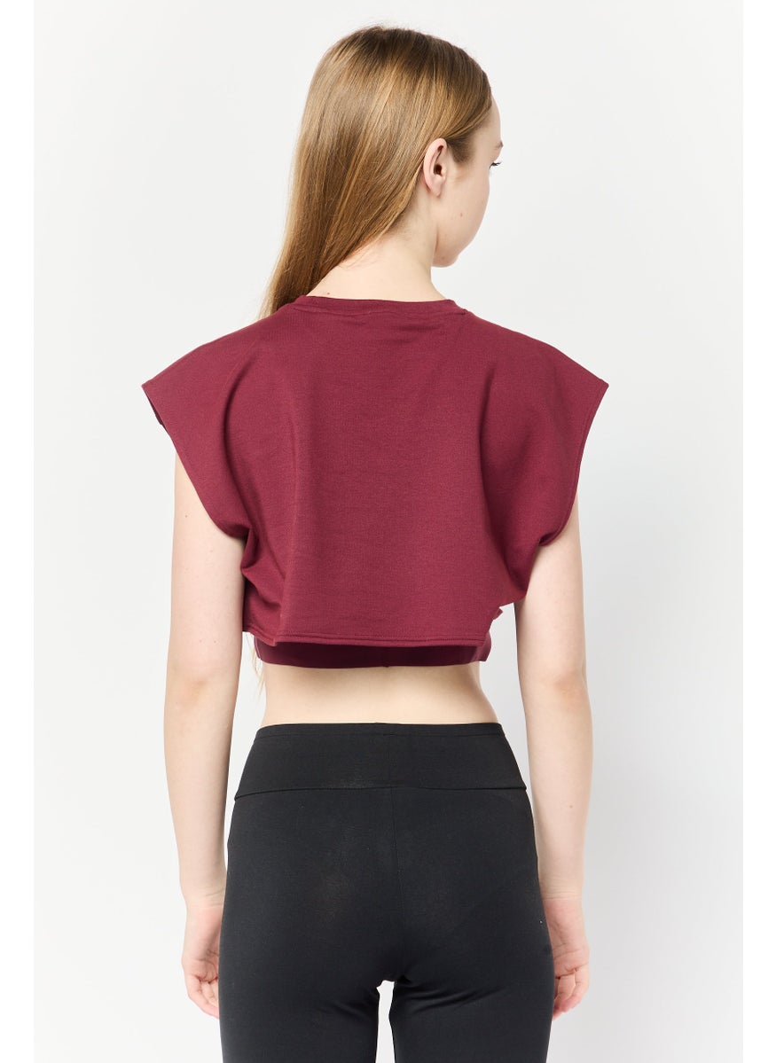 Adidas - Women Sportswear Fit Cap Sleeve Training Crop Top, Maroon - Image 1