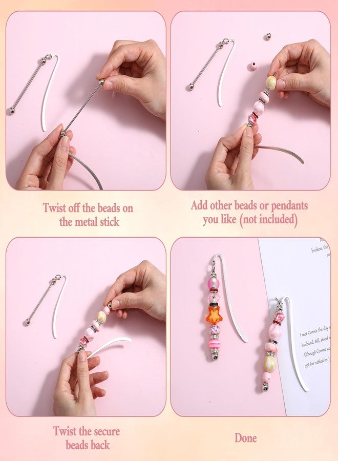 Hpmjz 40pcs Beadable Bookmarks DIY Metal Blank Bar Bookmark for Beads Beaded Bookmark DIY Bookmarks Modern Bead Craft Jewelry Pendant Charm Gift for Book Lovers Student Teacher Office Supplies DIYMaking - Image 3