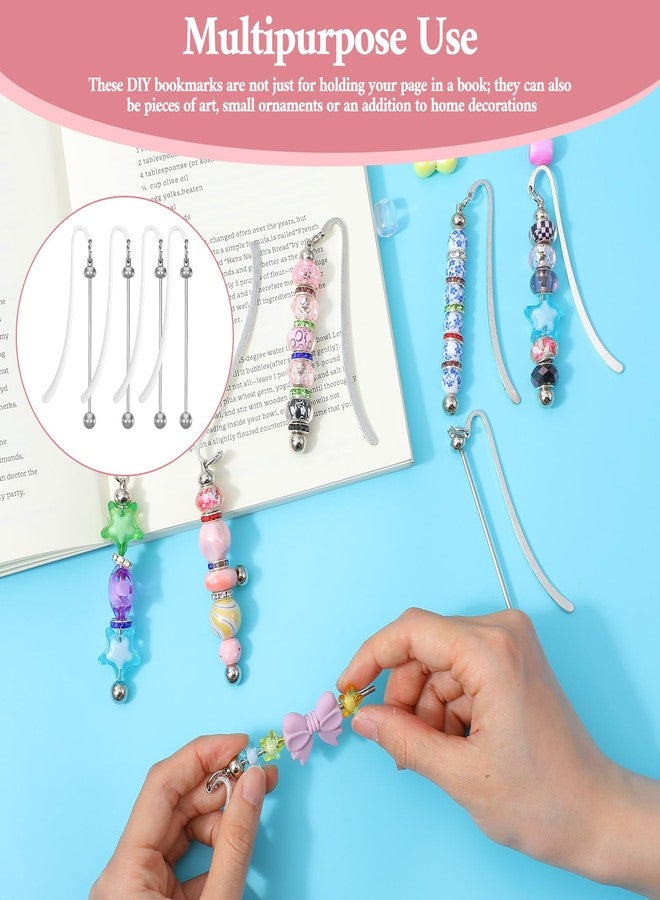 Hpmjz 40pcs Beadable Bookmarks DIY Metal Blank Bar Bookmark for Beads Beaded Bookmark DIY Bookmarks Modern Bead Craft Jewelry Pendant Charm Gift for Book Lovers Student Teacher Office Supplies DIYMaking - Image 5