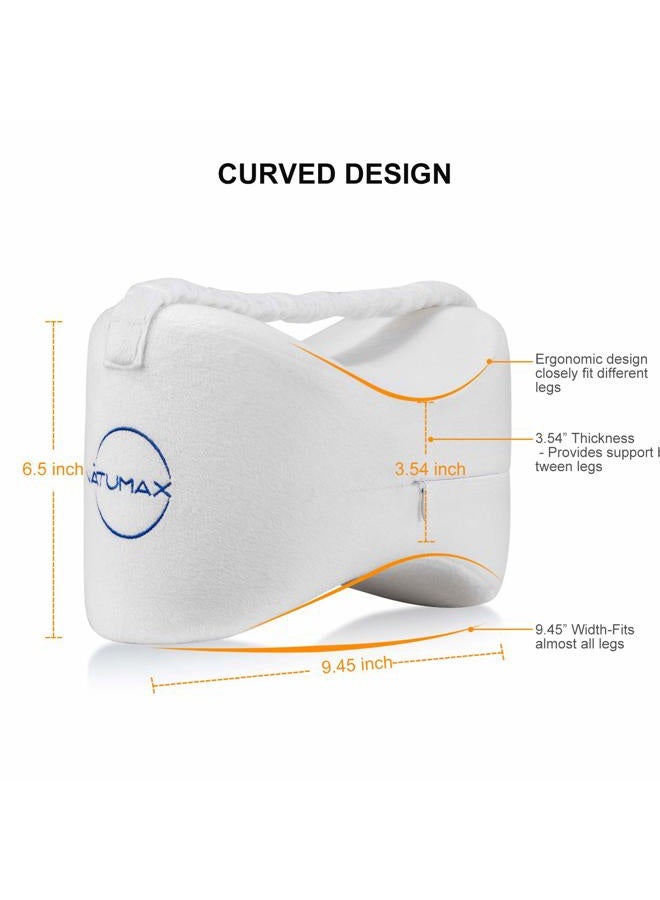 NATUMAX Knee Pillow for Side Sleepers - Sciatica Pain Relief - Back Pain, Leg Pain, Pregnancy, Hip and Joint Pain Memory Foam Leg Pillow + Free Sleep Mask and Ear Plugs - White - Image 4