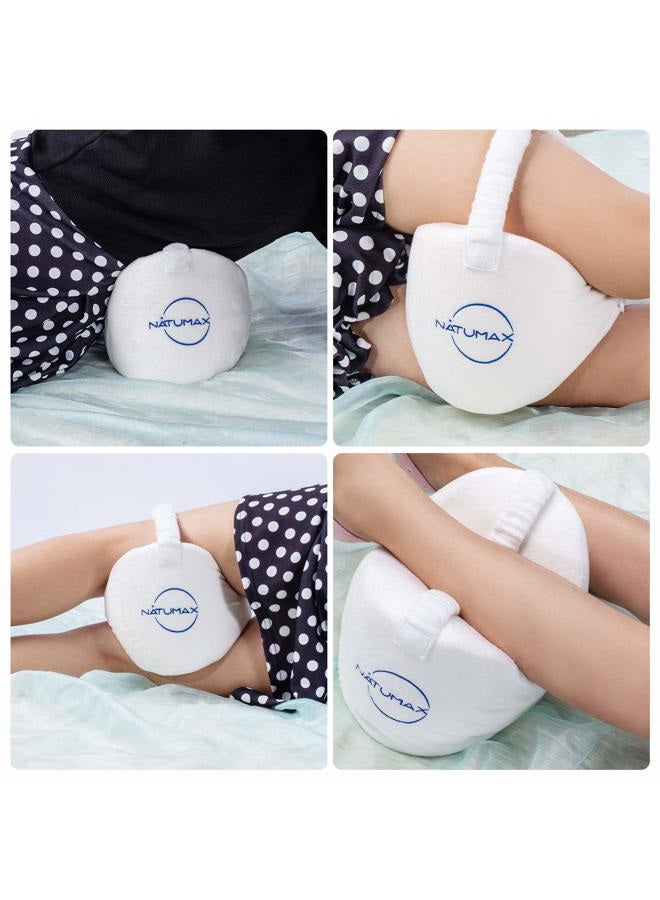 NATUMAX Knee Pillow for Side Sleepers - Sciatica Pain Relief - Back Pain, Leg Pain, Pregnancy, Hip and Joint Pain Memory Foam Leg Pillow + Free Sleep Mask and Ear Plugs - White - Image 5