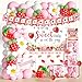 Fiesec Strawberry Baby Shower Decorations Girl 158 PCs A Berry Sweet Baby is On The Way Baby Shower Supplies with Backdrop Balloon Garland Tablecloth Cake Topper Sash for Fruit Themed Party - Image 3
