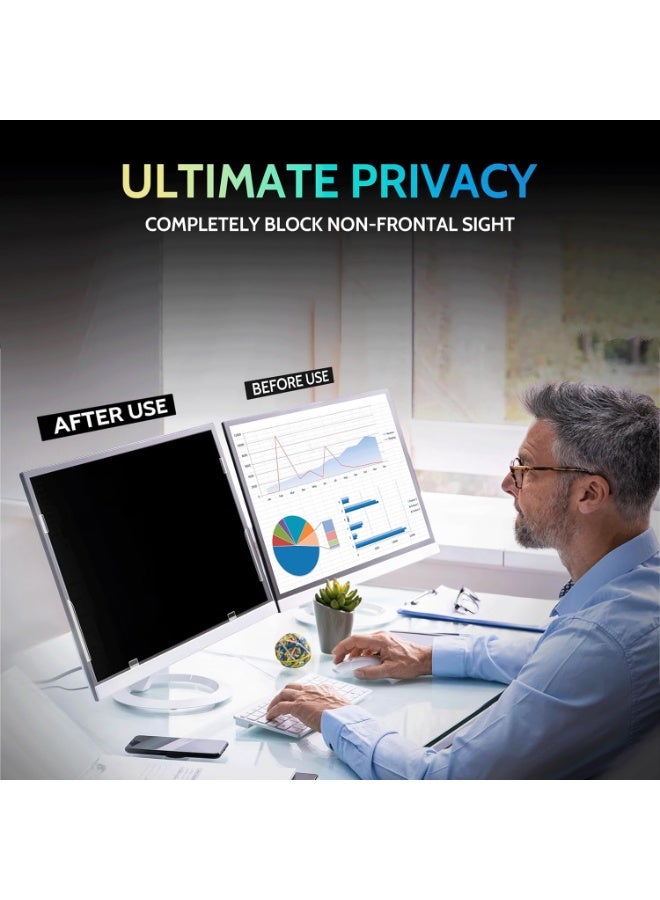 كيلا شاشة خصوصية مقاس 24 بوصة لشاشة الكمبيوتر بنسبة عرض إلى ارتفاع 16:9، حماية للعين من وهج الضوء الأزرق، فلتر أمان سطح المكتب قابل للإزالة مقاس 24 بوصة مع تعتيم أسود مضاد للتجسس - Image 3