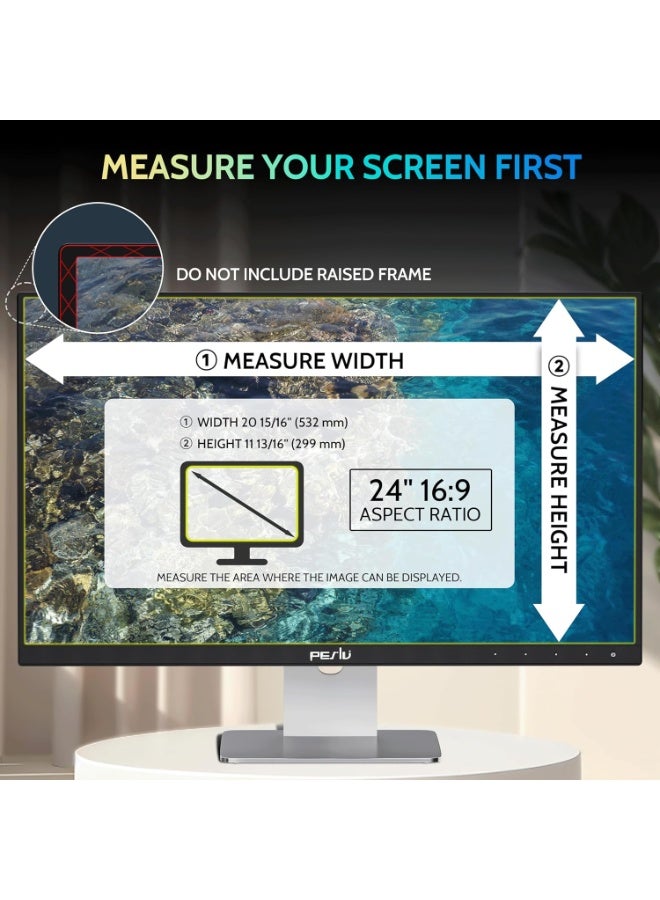 كيلا شاشة خصوصية مقاس 24 بوصة لشاشة الكمبيوتر بنسبة عرض إلى ارتفاع 16:9، حماية للعين من وهج الضوء الأزرق، فلتر أمان سطح المكتب قابل للإزالة مقاس 24 بوصة مع تعتيم أسود مضاد للتجسس - Image 5