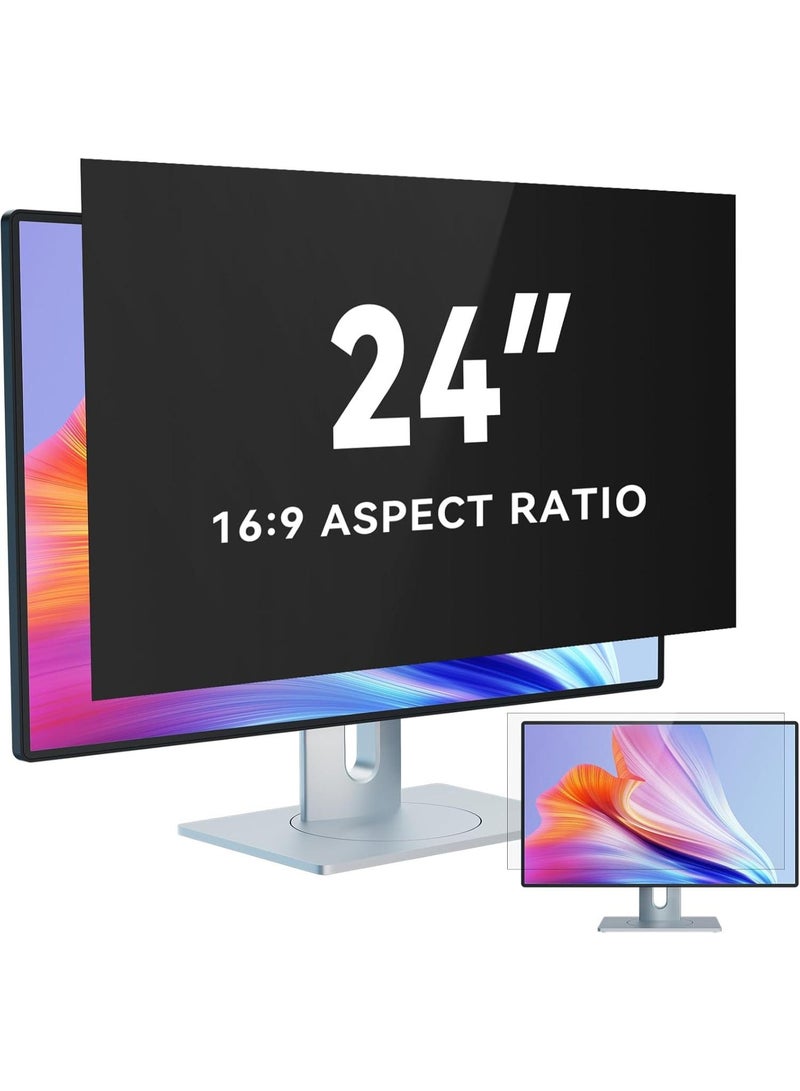 كيلا شاشة خصوصية مقاس 24 بوصة لشاشة الكمبيوتر بنسبة عرض إلى ارتفاع 16:9، حماية للعين من وهج الضوء الأزرق، فلتر أمان سطح المكتب قابل للإزالة مقاس 24 بوصة مع تعتيم أسود مضاد للتجسس - Image 1