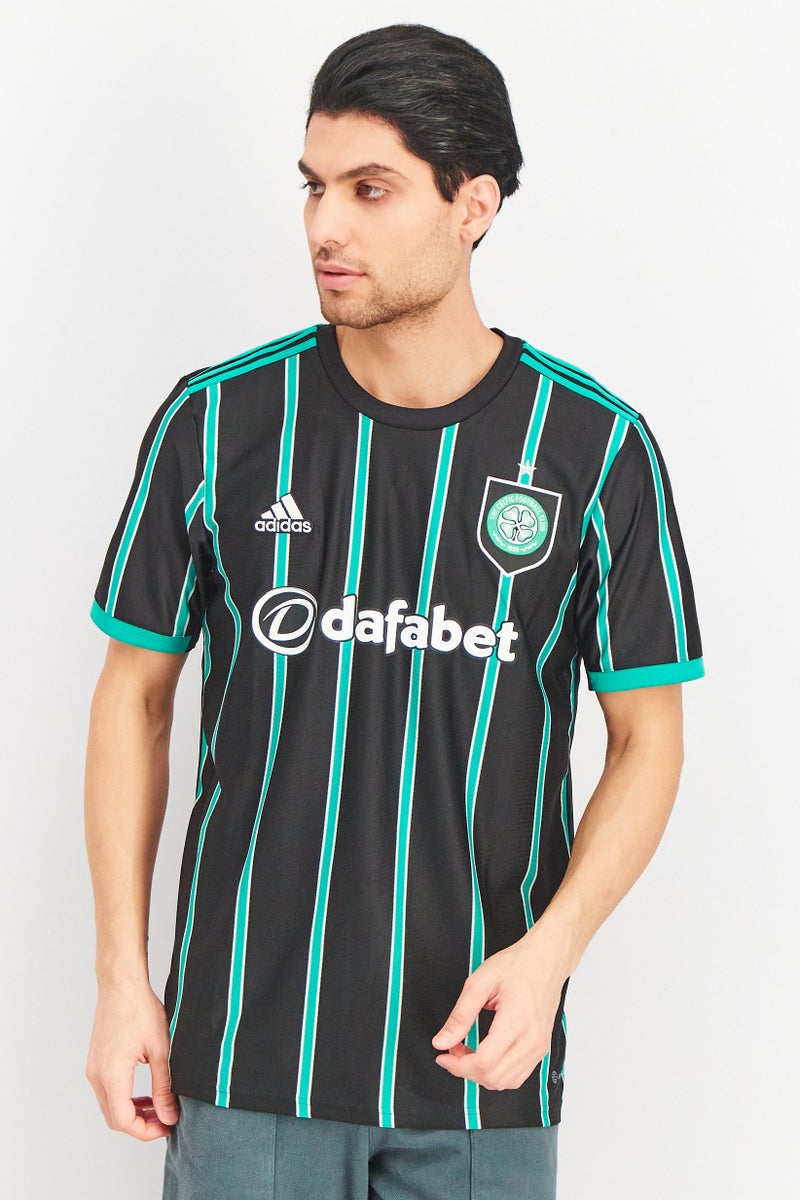 Adidas Men Sportswear Fit Embroidered Logo Jersey, Black/Green/White - Image 1