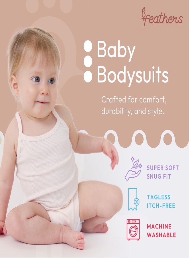Feathers Super Soft Tank Top Baby Girl Undershirts – One-Piece Toddler Bodysuit (2 Pack) (Floral, 18M) - Image 2