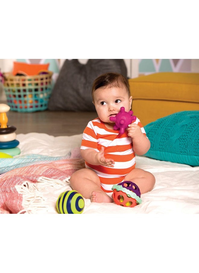 بي. تويز B. Baby 4 كرات حسية ألعاب أطفال كرات مطاطية للعب التنموي مع تركيبات وأصوات وأضواء Ballabaloos من عمر 6 أشهر فما فوق  - Image 2