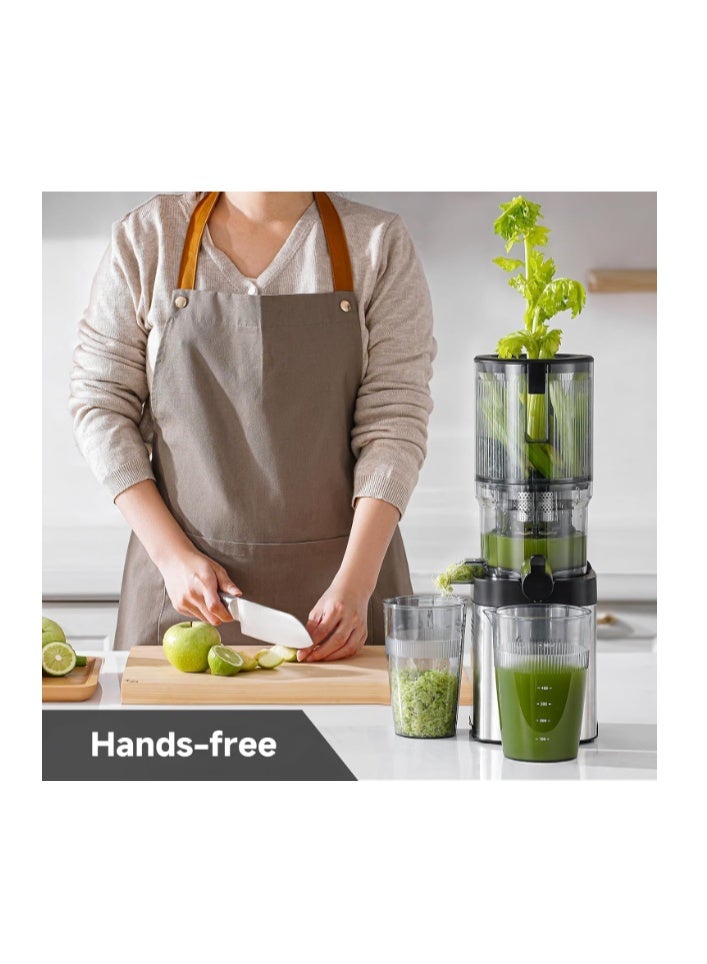 amzchef Juice Extractor with Two Augers for Hands-Free Filling and Chewing - Juice Extractor with 126mm Opening and Large Capacity for Whole Fruits and Vegetables - Image 2