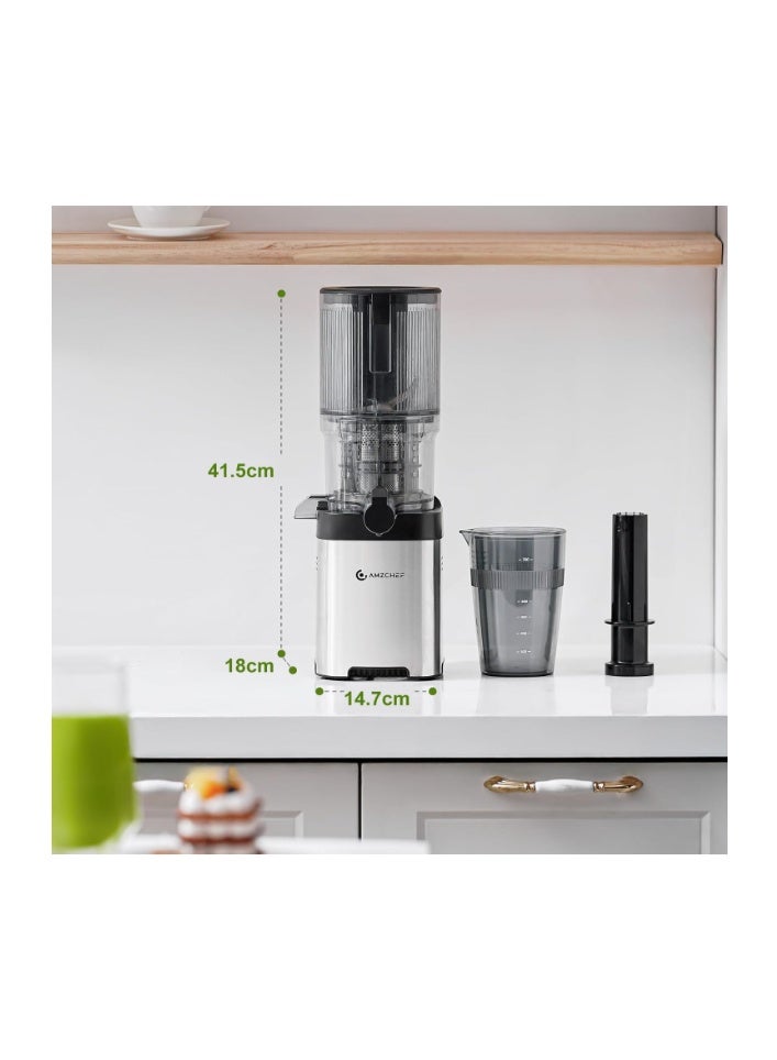 amzchef Juice Extractor with Two Augers for Hands-Free Filling and Chewing - Juice Extractor with 126mm Opening and Large Capacity for Whole Fruits and Vegetables - Image 3