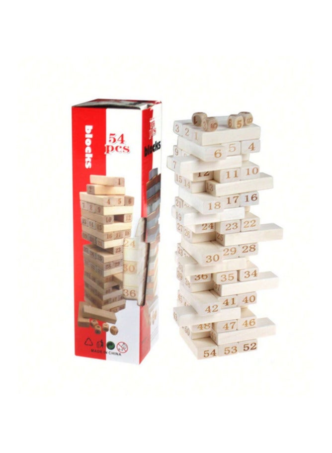 1 Piece Casual Wooden Puzzle Kids 54 Large Jenga Building Blocks Highly Creative Jenga Board Game - Image 1