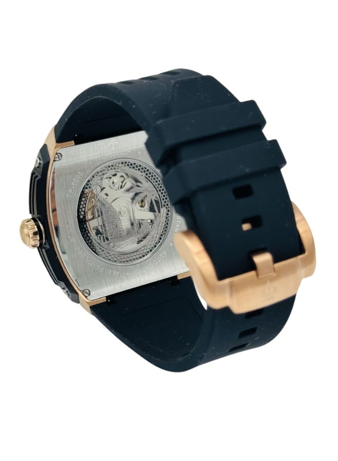 TOMRICH APEX X TR6603 Automatic Skeleton Watch for Men 44mm Tonneau Dial Rose Gold Stainless Steel Case Black Silicone Strap 5ATM Water Resistant - Image 2