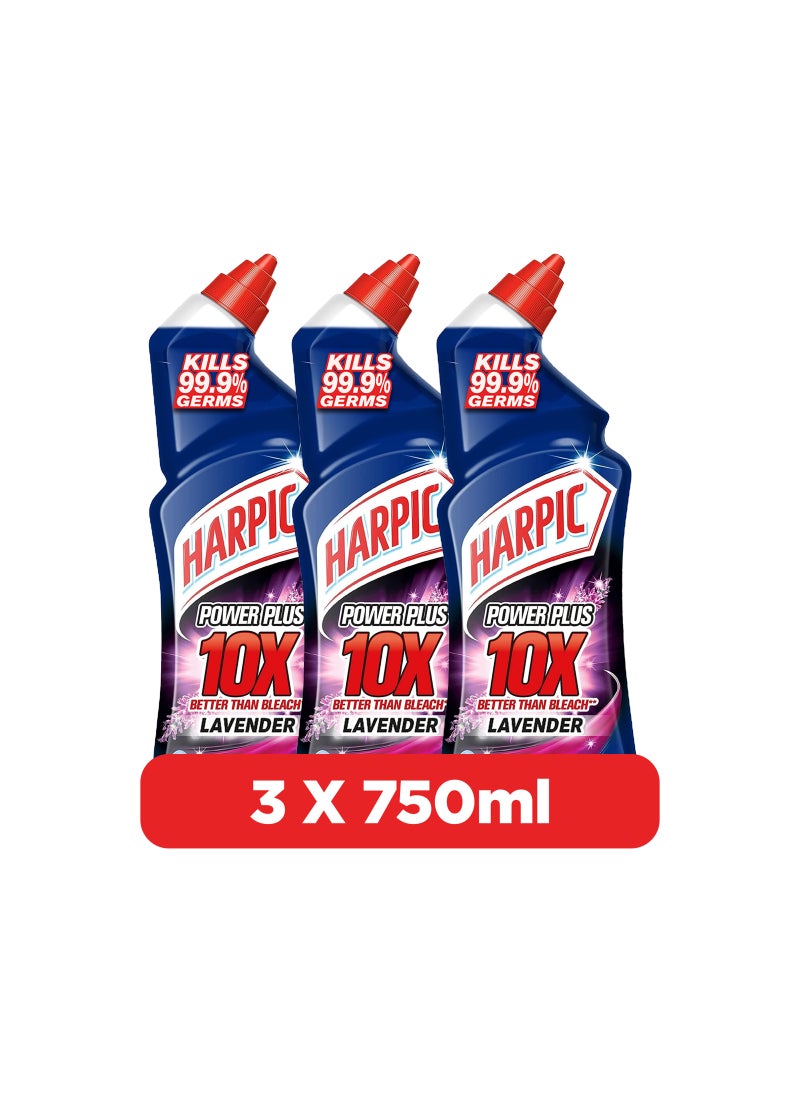 Harpic Lavender Power Plus 10X Most Powerful Toilet Cleaner 3 x 750ml  - Image 1