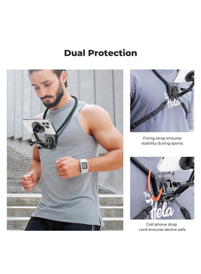 K&F Concept Magnetic Neck Phone Mount – Hands-Free POV Video Holder for iPhone & Action Cameras - Image 3