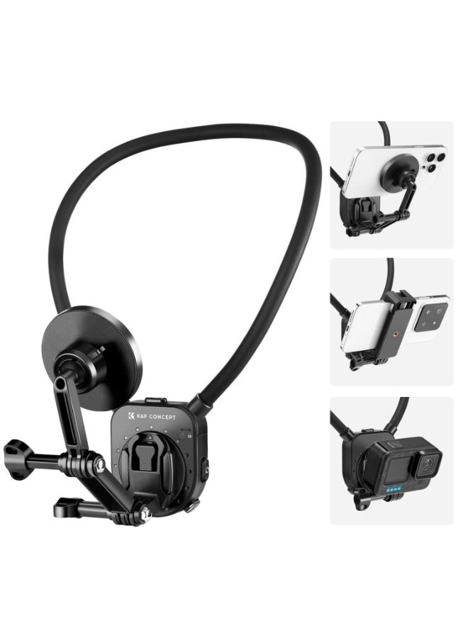 K&F Concept Magnetic Neck Phone Mount – Hands-Free POV Video Holder for iPhone & Action Cameras - Image 1