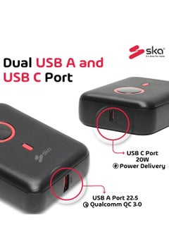 SKA PC1010 Ultra Compact 10000mAh Power Bank | 22.5W Fast Charging | Dual USB-A & USB-C PD | Digital LED Display | Travel-Friendly & Safe  - Image 4
