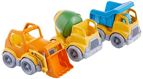 Green Toys سيارة بناء من الألعاب الخضراء تشمل مجرفة، قلاب، خلاط، 1 شخصية - 3 عبوات - 4C - Image 3