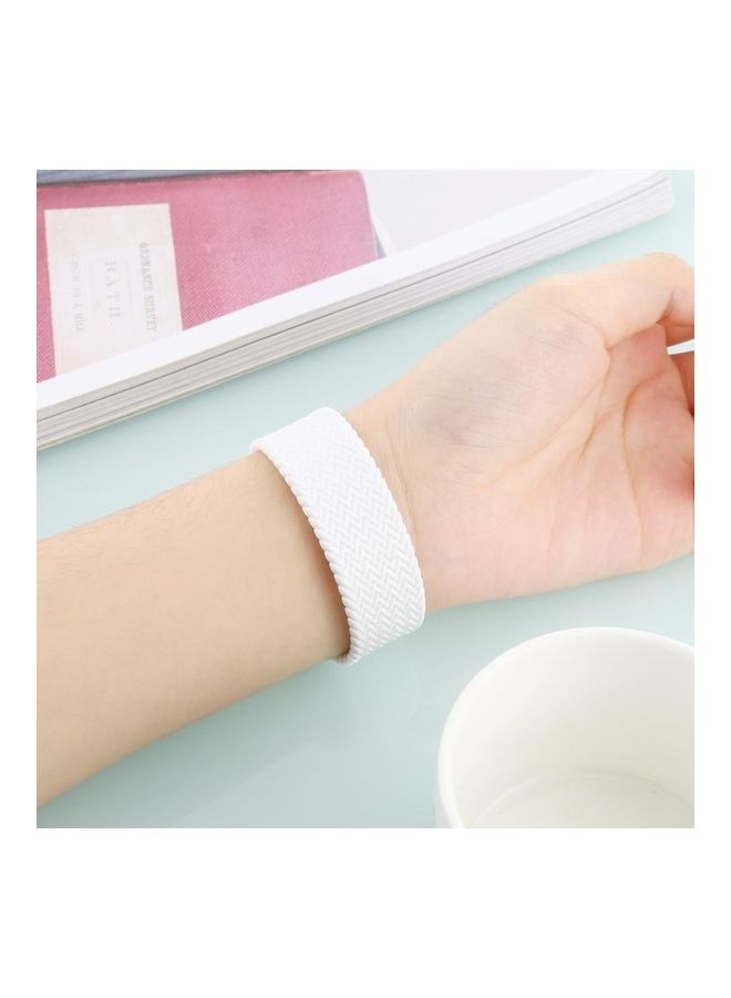 NIBEMINENT Single-Turn Woven Pattern Silicone Watchband For Apple Watch Series 7/6/SE/5/4/3/2/1 41/40/38mm, Size:S White - Image 4