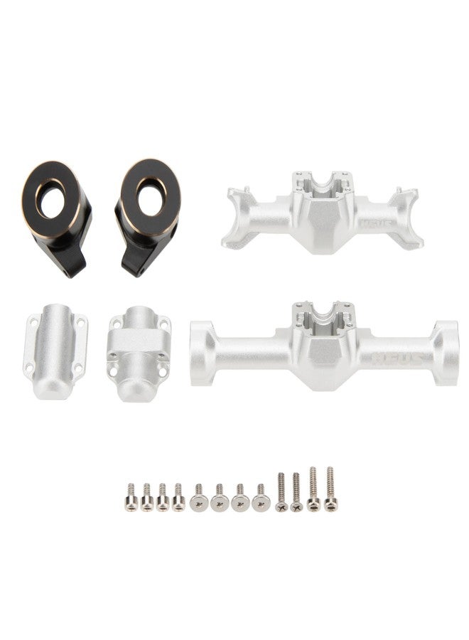 MEUS Racing SCX30 Axle Housing with Diff Covers and Steering Knuckles for 1/30 Axial SCX30 RC Crawler Upgrades (Silver) - Image 1