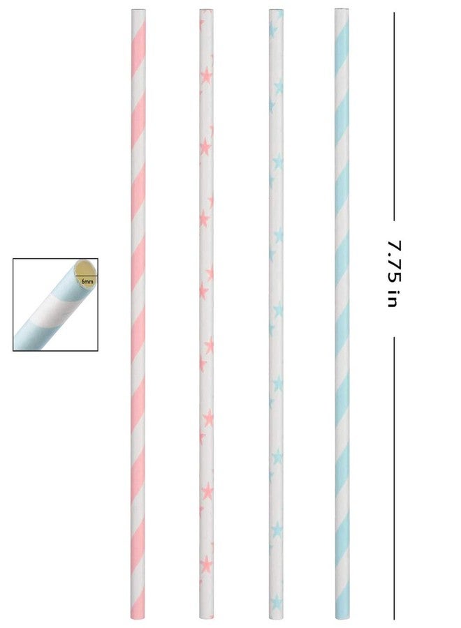 ALINK Light Pink Blue White Paper Straws Bulk, 100 Biodegradable Party Straws for Boy Girl Baby Shower, Gender Reveal, Birthday, Wedding and Celebrations - Image 3