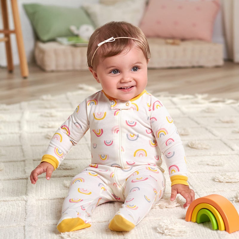 Gerber Baby Girls 4 Pack Sleep 'N Play Footie Golden Floral 3-6 Months - Image 5