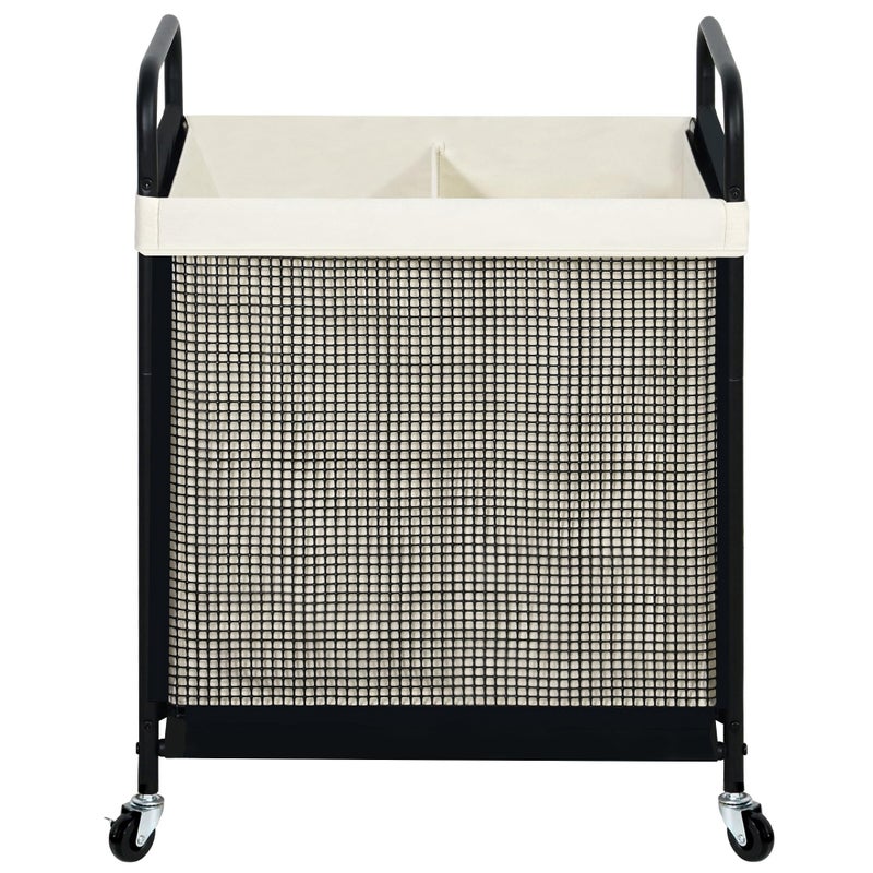 STO STO Laundry Hamper 2 Section, 100L Rolling Laundry Sorter Cart with Removable and Washable Liner Bag, Clothes Hamper with Wheels and Metal Handle for Laundry Room and Bedroom - Image 1