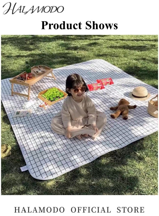 HALAMODO Large Picnic Blankets 59"x 59" Waterproof Foldable Blankets Gingham Picnic Mat Lightweight Handy Mat for Beach & Camping & Grass & Lawn & Park - Image 2