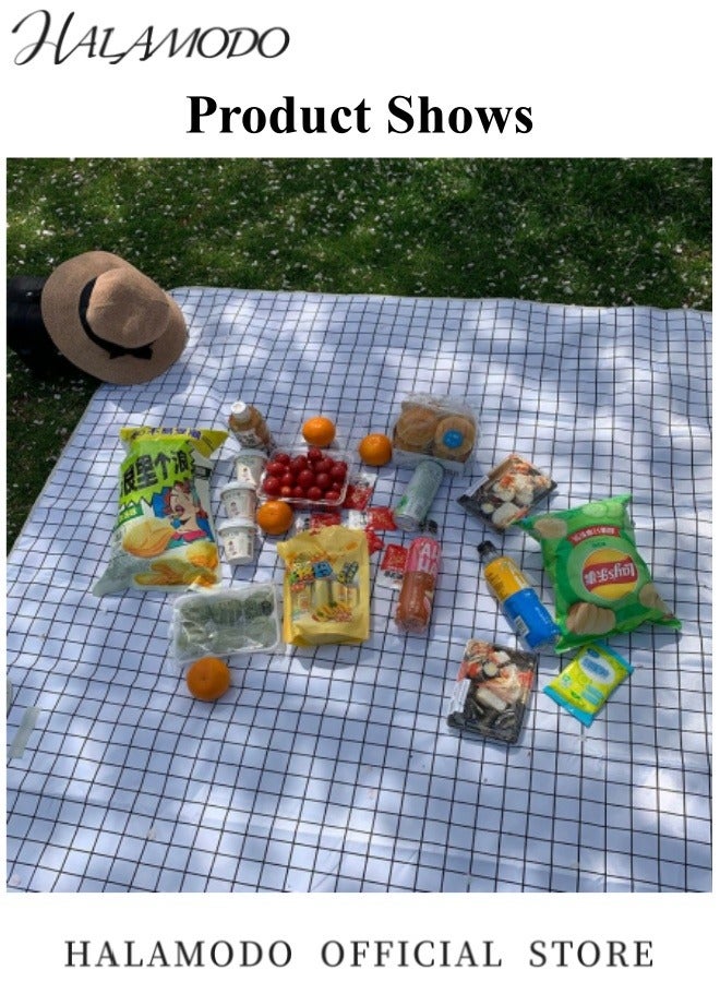 HALAMODO Large Picnic Blankets 59"x 59" Waterproof Foldable Blankets Gingham Picnic Mat Lightweight Handy Mat for Beach & Camping & Grass & Lawn & Park - Image 3