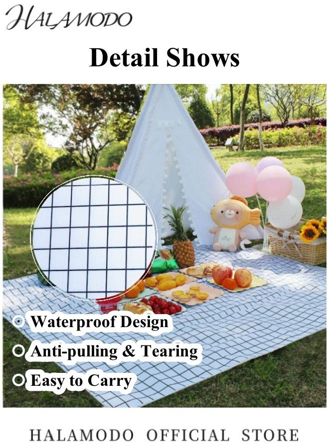HALAMODO Large Picnic Blankets 59"x 59" Waterproof Foldable Blankets Gingham Picnic Mat Lightweight Handy Mat for Beach & Camping & Grass & Lawn & Park - Image 5
