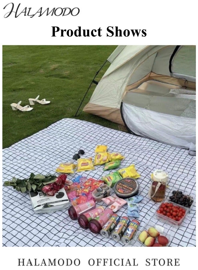 HALAMODO Large Picnic Blankets 59"x 59" Waterproof Foldable Blankets Gingham Picnic Mat Lightweight Handy Mat for Beach & Camping & Grass & Lawn & Park - Image 4