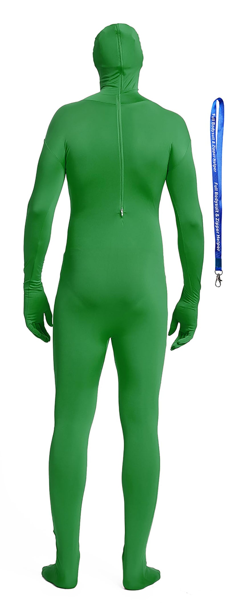 Full Bodysuit With Zipper Helper Unisex Spandex Stretch Adult Costume Zentai Disappearing Man Body Suit (Large, Green) - Image 2