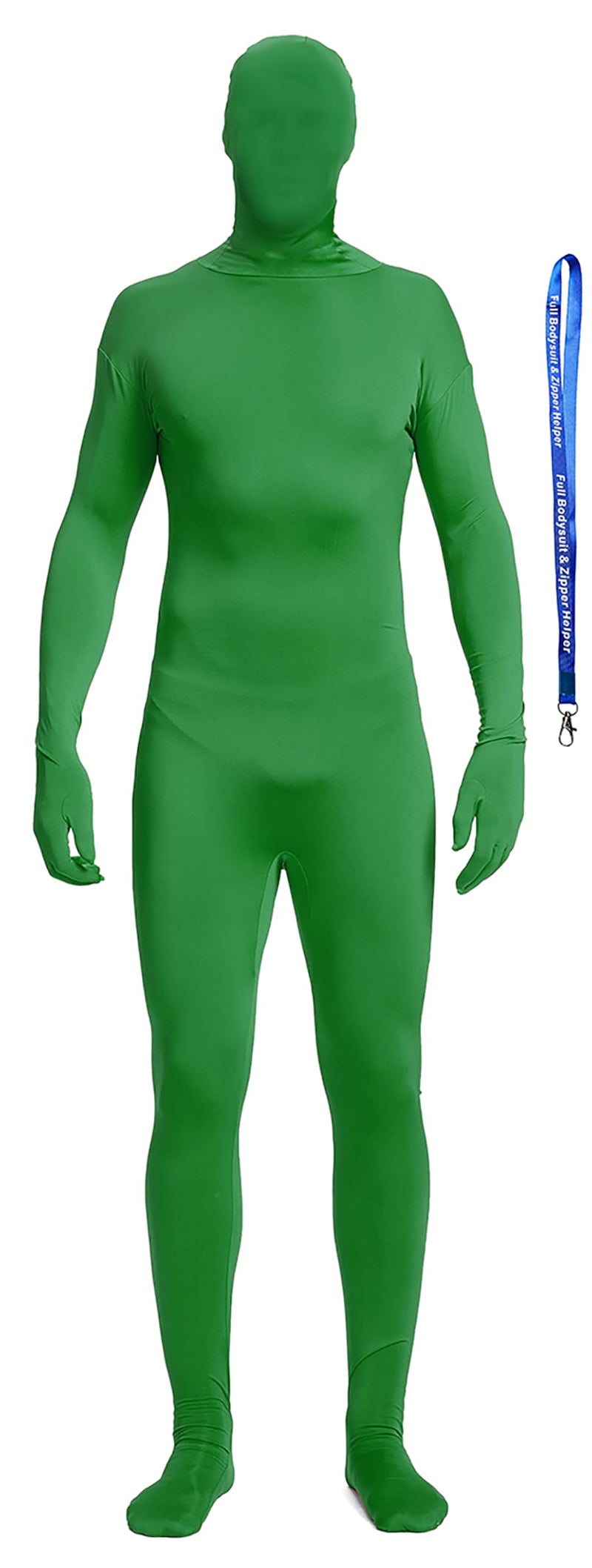 Full Bodysuit With Zipper Helper Unisex Spandex Stretch Adult Costume Zentai Disappearing Man Body Suit (Large, Green) - Image 1