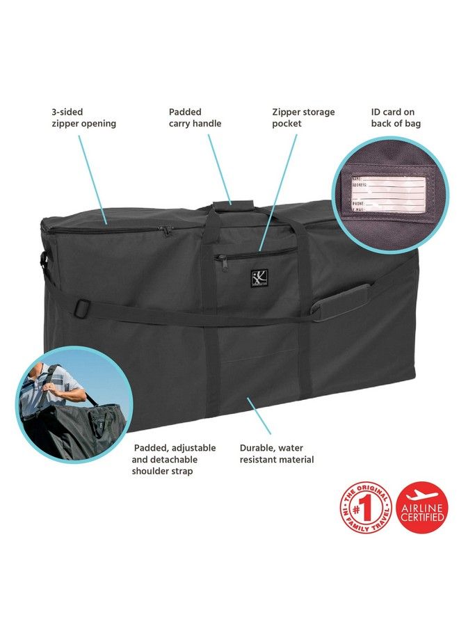 J.L. Childress حقيبة سفر لعربات الأطفال الفردية والمزدوجة، متينة ومقاومة للماء، حقيبة عربة أطفال بمقابض حمل وحزام كتف مبطن قابل للفصل، أسود - Image 3