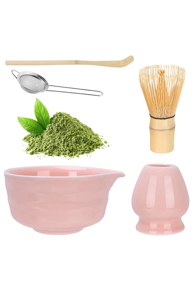 فيفب مجموعة خفاقات ماتشا من 5 قطع، أدوات ماتشا من الخيزران لتقليب شاي الماتشا (وردي) - Image 1