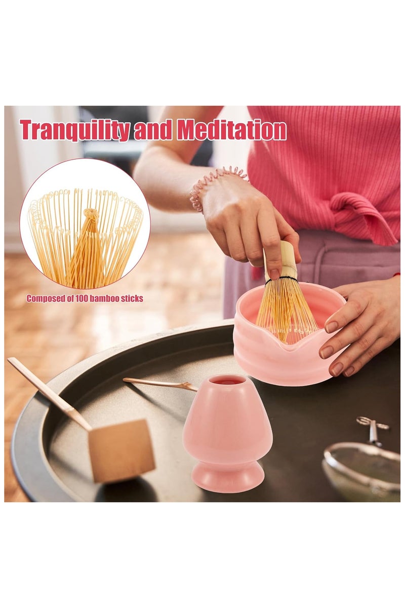 فيفب مجموعة خفاقات ماتشا من 5 قطع، أدوات ماتشا من الخيزران لتقليب شاي الماتشا (وردي) - Image 5